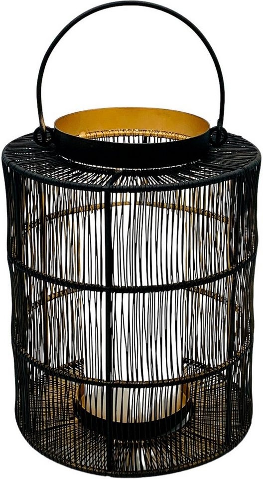 Leonique Kerzenlaterne Kerzenhalter Cinny (1 St), Hängewindlicht aus Metall, mit Henkel goldfarben|schwarz Ø 17 cm x 22 cm