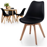 MIADOMODO Esszimmerstuhl Esszimmerstühle 2/4/6/8er Set - aus Kunststoff & Massivholz, Farbwahl (4 St) schwarz