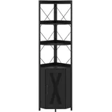 GIANTEX Eckregal Stehend mit Schrank & 6 Ebenen, 180 cm Hoher Eckschrank mit 5-stufig Verstellbarem Regal, Freistehende Eckvitrine mit Tür, Aufbewahrungsregal Industrial (Schwarz)