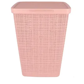 Curver Jute Wäschekorb, mit Deckel rosa