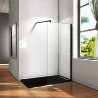 Aica Sanitär 70 x 200cm Duschwand Duschtrennwand 10mm Sicherheitsglas Walk in Dusche Schwarze