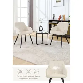 Woltu Esszimmerstuhl Samt cremeweiß 4er Set