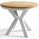 Alpi-Möbel Esszimmertisch, Beige, Weiß, Holzwerkstoff, Rund, X-Form, 120x76x120 cm, Esszimmer, Tische, Esstische