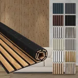 HEXIM Akustikpaneele 278x60cm Holz Comfort - flexible Holzpaneele Platten Lamellenwand flexibel MDF Wandpaneele TV Wandverkleidung Holzwand Deko braun (1.67m2 Pecan)