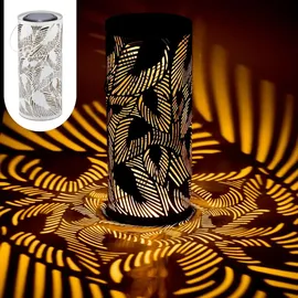Marrakesch Orient & Mediterran Interior Marrakesch 2er Set Solarlaternen Solarlampen für außen mit Henkel aus Metall 30cm Groß | Boho Deko Outdoor Solar LED Laterne Wetterfest Hoja Weiss IP65 Wasserdicht als Gartendeko im Garten