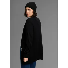 LAURA SCOTT Strickjacke kuscheliger Übergangsstrick in lässiger Langform mit Zipperdetails schwarz