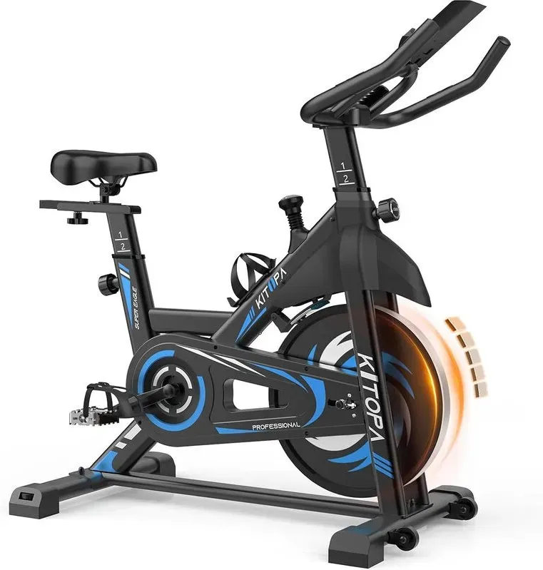 Neezee Kitopa Pro Magnetisches Heimtrainer-Fahrrad, Bluetooth Smart Indoor-Cycling-Fahrrad mit LCD-Display & einstellbarem Widerstand, 150 kg Tragfähigkeit, Blau