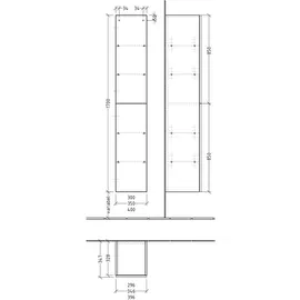 Sanipa 3way Hochschrank 30 x 170 x 34,5 cm Weiß MDF, Spanplatte