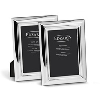 EDZARD 2er Set Fotorahmen Florenz für Foto 10 x 15 cm, edel versilbert, anlaufgeschützt, mit 2 Aufhängern