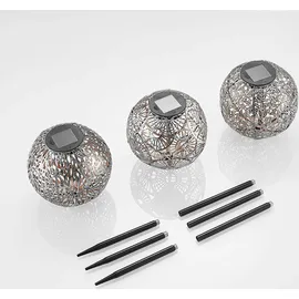 LINDBY Solarleuchte Aluminium 54,0 cm 3er Set grau/silber