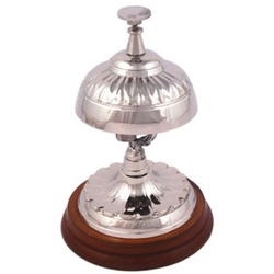 Casa Padrino Luxus Tischglocke Silber / Braun Ø 10 x H. 15 cm - Tischklingel - Service Glocke - Hotel & Gastronomie Accessoires