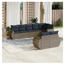 vidaXL Gartensofa-Set 8-tlg. grau Polyrattan