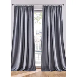 bonprix Blickdichter Vorhang aus Microfaser (2er Pack), grau, 245x140 cm