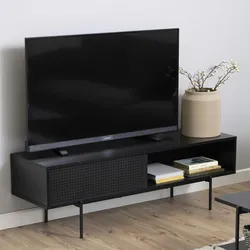 Oviala Business TV-Möbel 140 cm Indus-Stil schwarzes Holz