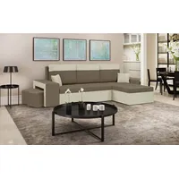 Ecksofa DAKOTA2 mit Schlaffunktion - Hellbraun/Creme - Hellbraun/Creme