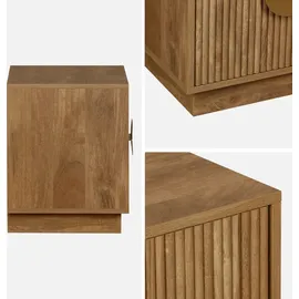 sweeek - Nachttisch mit 2 Schubladen in Mangoholzoptik mit Rillen (2er-Set)