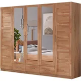 Kleiderschrank HOME AFFAIRE "Sabrina, natürlicher Landhausstil, mit Innenausstattung", beige (kernbuche), B:240cm H:200cm T:60cm, Schränke, Spiegel und Schubladen, teilmassiv,Buche oder Eiche, FSC-zertifiziert