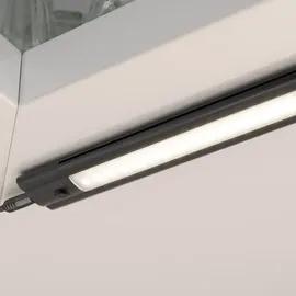 ledscom.de LED Unterbau-Leuchte SIRIS schwarz matt mit Netzteil und Touch-Dimmer, flach, 50cm, 531lm, warmweiß