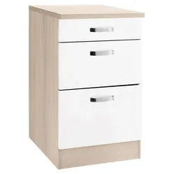 Unterschrank OPTIFIT "Faro", weiß (weiß glanz), B:50cm H:84,8cm T:60cm, Schränke, mit Metallgriffen, Breite 50 cm