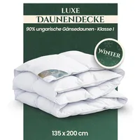 Aura® Luxus Daunendecke 135x200 cm extra warm | Luxe 90% ungarische Gänsedaunen Klasse I | Oeko-TEX® Standard 100 | Allergikergeeignet Winter Bettdecke