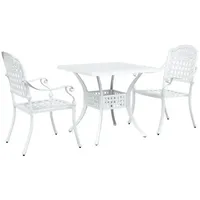 vidaXL 3-teiliges Garten Bistro Set Weiß aus Gusseisen