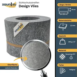 zaunzu® Sichtschutzstreifen 10 x 255 cm Hellgrau Vlies 2 St.