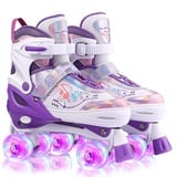 Hikole Rollschuhe Mädchen Verstellbar Roller Skates Für Anfänger Atmungsaktiv Rollschuhe Kinder 30-33 Bequem Rollschuhe Mädchen 36