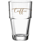 Leonardo Solo Latte-Macchiato Glas 1 Stück, Glas-Becher mit Coffee Aufdruck, spülmaschinengeeignetes Kaffee-Glas mit Coffee Motiv, 410 ml. 043468