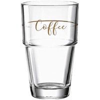 Leonardo Solo Latte-Macchiato Glas 1 Stück, Glas-Becher mit Coffee Aufdruck, spülmaschinengeeignetes Kaffee-Glas mit Coffee Motiv, 410 ml. 043468