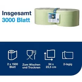 TORK Putztuchrollen Advanced W1 Industrie 2-lagig grün, 1.500 Blätter, 2 Rollen