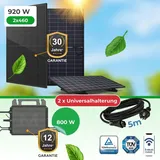 Balkonkraftwerk 920W (2×460W bifazial Glas-Glas Full Black) + Marstek M2-800W WiFi Wechselrichter- Komplettset (inkl. Universalhalterung) WiFi, App