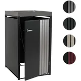 1er-Mülltonnenverkleidung HWC-O67, Mülltonnenbox mit Pflanzkasten, Metall 125x68x84cm 35kg ~ anthrazit Edelstahl