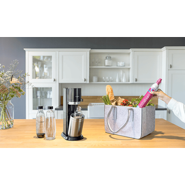 Sodastream Duo schwarz + Glaskaraffe + PET-Flasche + Zylinder