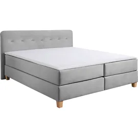 Home Affaire Boxspringbett »Fargo«, inkl. Topper, in 3 Matratzenarten, in Samt- oder Strukturstoff grau