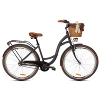 Goetze Style Alu Vintage Retro Citybike Damenfahrrad Hollandrad, 28 Zoll Räder, 3 Gang Shimano Nexus, Tiefeinsteiger, Rücktrittbremsen, Korb mit Polsterung Gratis!