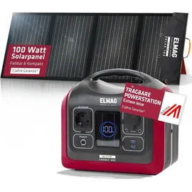 ELMAG Solargenerator-Set ENERGY 600 + SOLAR 100 600W, LiFEPO4 Akku, 595Wh, 100Wp PV-Panel