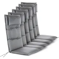 Aspero Hochlehnerauflage 6 Hochlehner Stuhlauflage, (Set), Wasserdicht grau