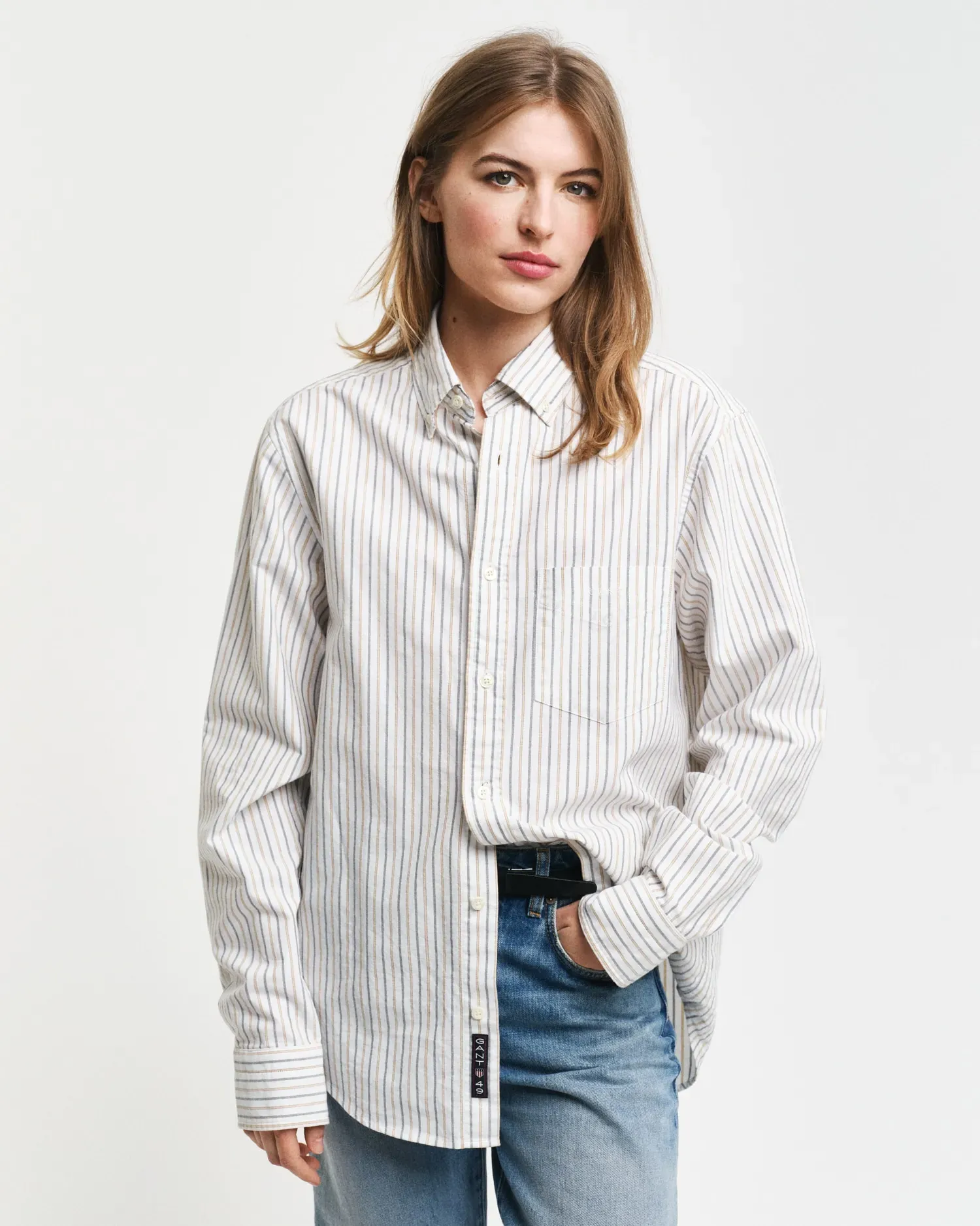 Gant Langarmhemd »REG OXFORD STRIPE SHIRT«, unisex, in leichter Oxford-Qualität Gant EGGSHELL S