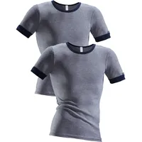 CLIPPER Unterhemd 2 Stk., modische Optik: Jeans meliert, tolle Baumwoll-Qualität Gr. 7 - 2 Stk., marine, , 303584-7 2 Stk.