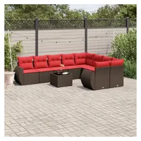vidaXL Gartenlounge Gartensofa-Set 10-tlg. braun
