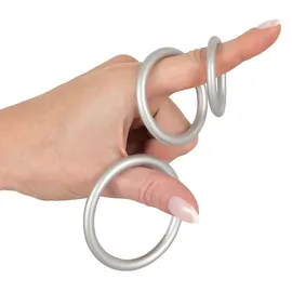 You2Toys 3-teiliges Penisring-Set Metallic Silicone Cock Ring Set aus Silikon, silber