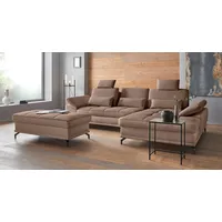 Places of Style Ecksofa Costello, mit Sitztiefenverstellung, und" Armlehnfunktion, incl. 3 Nierenkissen, braun