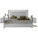 Xlmoebel Schlafzimmer-Set Schlafzimmer Bett Nachttische Holz Doppelbett Weiß Modern 3tlg, (3-tlg., Bett + 2x Nachttische), Hergestellt In Italy weiß