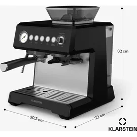 Klarstein GrandPresso Siebträgermaschine schwarz + Tassenwärmer