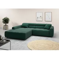 Ecksofa 3C CANDY "Denver auch mit Cord- und Easy care-Bezug, Kopfteilverstellung L-Form", grün, B:258cm H:68cm T:217cm, 95% Polyester, 5% Nylon, Sofas, Ecksofa, wahlweise. mit motorischer Sitztiefenverstellung
