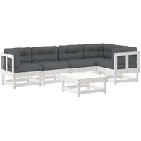 vidaXL 6-tlg Garten-Lounge-Set mit Kissen Weiß Kiefernholz Modell 11