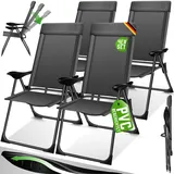 Kesser 2er Set Gartenstuhl Hochlehner Alu Klappstuhl 7-Fach Verstellbar mit Armlehnen Atmungsaktiv klappbar Campingstuhl Balkonstuhl Klappsessel Garten Terrasse