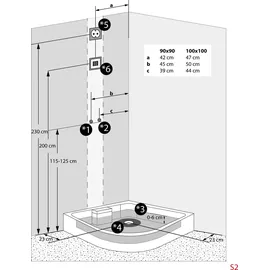AcquaVapore D37-23R0 Dusche Duschtempel Komplett Duschkabine 100x100 OHNE 2K Scheiben Versiegelung