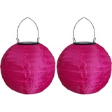 Youning Lampions Außen Wetterfest Solar LED Laterne Wasserdicht Hängende Solar Lampion für Außen 30cm Solarlaterne Outdoor Deko Nylon Papier Laterne Runde Gartenlampions Außenlaternen (2PCS/Pink##)