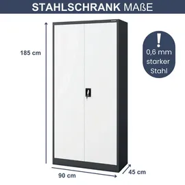 Jan Nowak Mehrzweckschrank 185 x 90 x 45 cm Anthrazit/Weiß